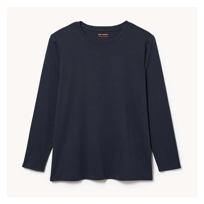 Aux Femmes T-shirt à manches longues en coton biologique - Jf Bleu Nuit